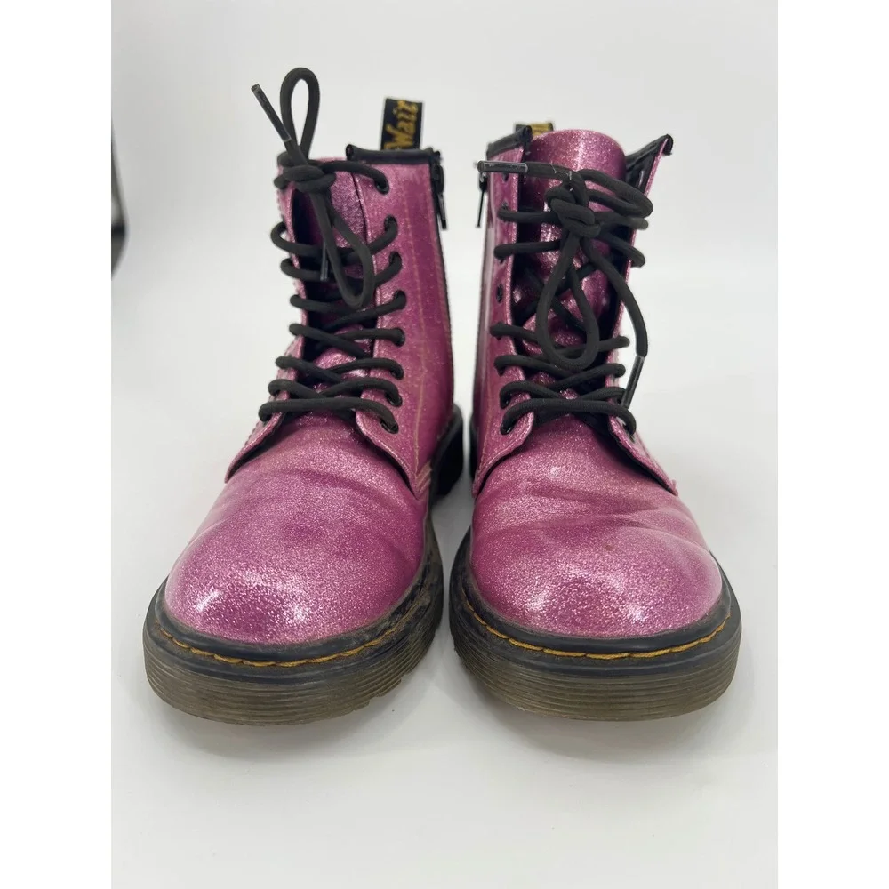 Dr. Martens 1460 Glitter J Pink Sparkle Lace Up Side Zip Boots Size US 3 Grls